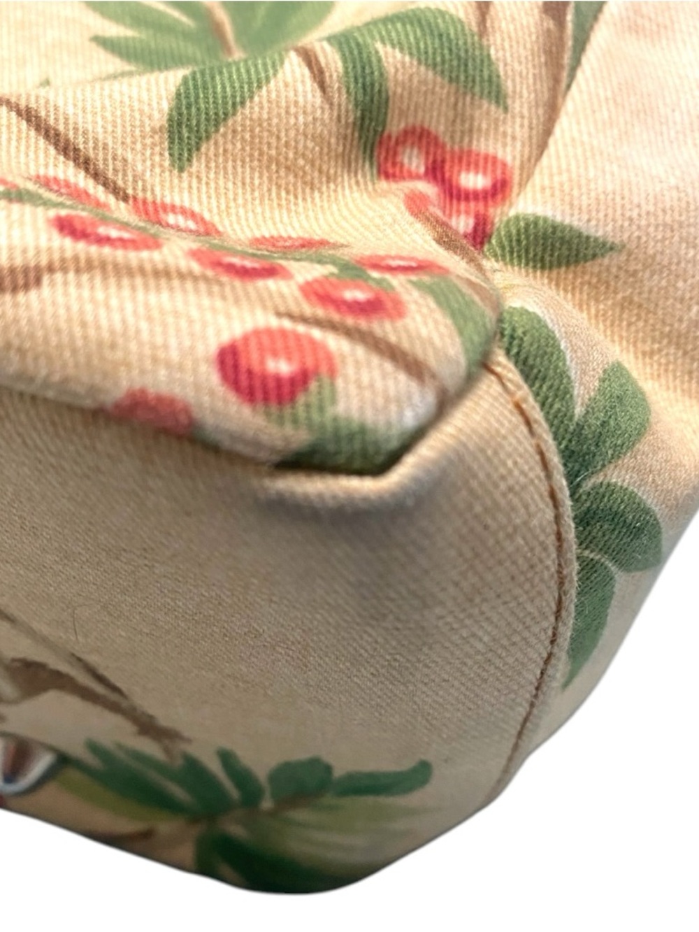 Vintage Isabella Fiore beaded canvas handbag tropical monkey palm tree bamboo - Picture 8 of 12